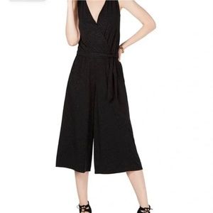 Faux Wrap V-Neck Glitter Jumpsuit